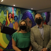 Defensora pública-geral em exercício, Rafaela Consalter, acompanhada do presidente da ADPERGS, Mário Rheingantz