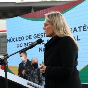 A defensora pública-geral do estado, em exercício, Rafaela Consalter, participou da cerimônia de inauguração