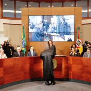 A solenidade foi liderada pela presidente do Tribunal de Justiça, desembargadora Iris Helena Medeiros Nogueira