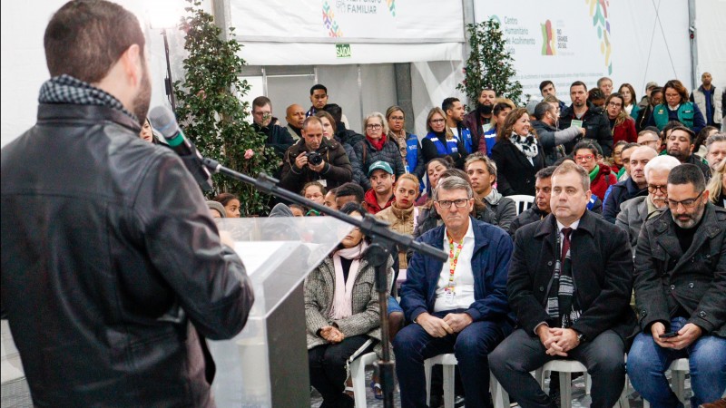 Ato de entrega do novo centro humanitário de acolhimento