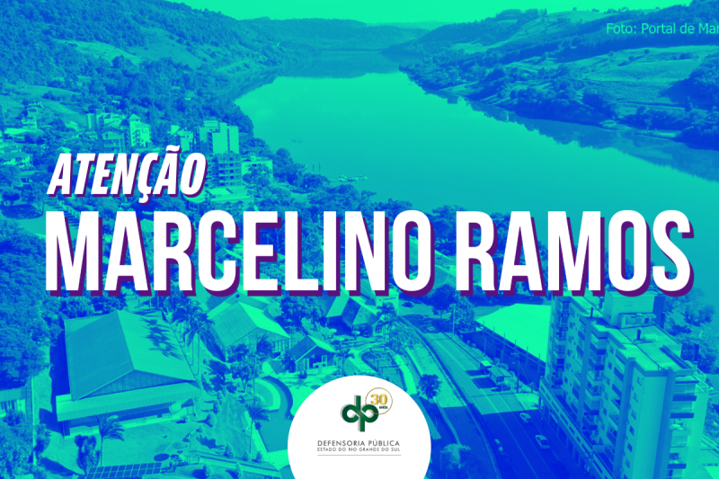 foto da cidade de Marcelino Ramos ao fundo e, por cima dela, os dizeres atenção marcelino ramos