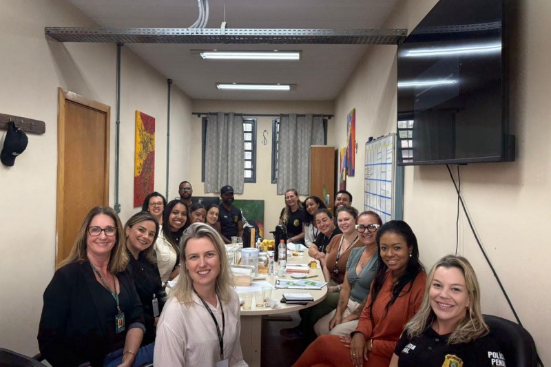 Na foto, a defensora pública Cíntia Luzzatto participa de reunião.