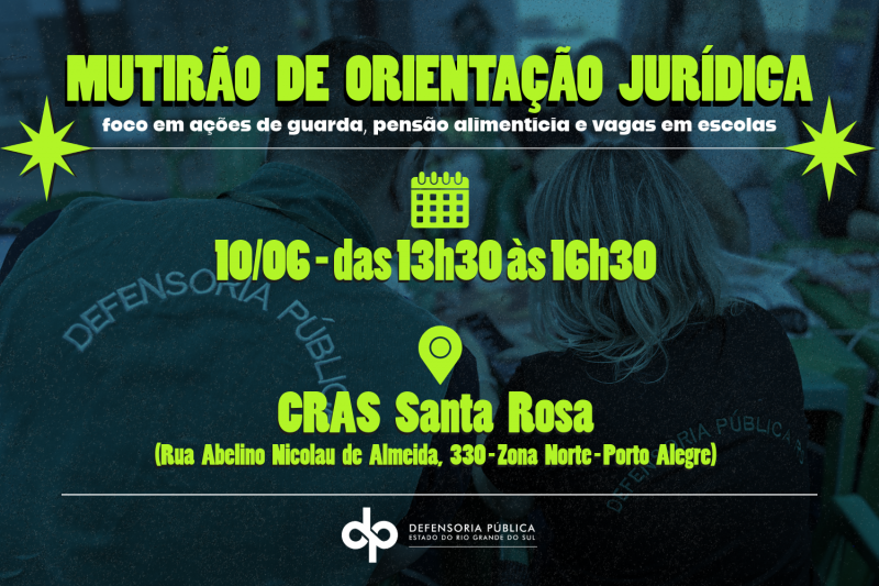 Mutirão acontecerá no CRAS Santa Rosa no próximo dia 10
