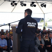 Superintendente da Policia Penal discursando.