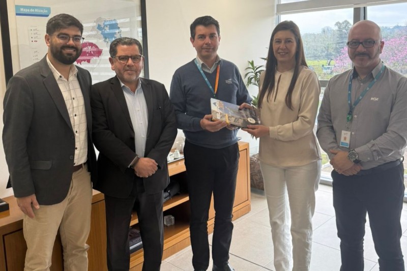 Foto posada onde aparecem a defensora p&uacute;blica-chefe de Gabinete, o assessor para assuntos legislativos e outros tr&ecirc;s representantes da RGE